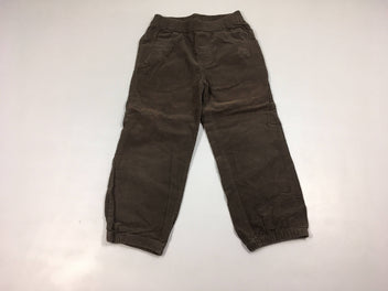 Pantalon velours côtelé brun taille et chevilles élastiques