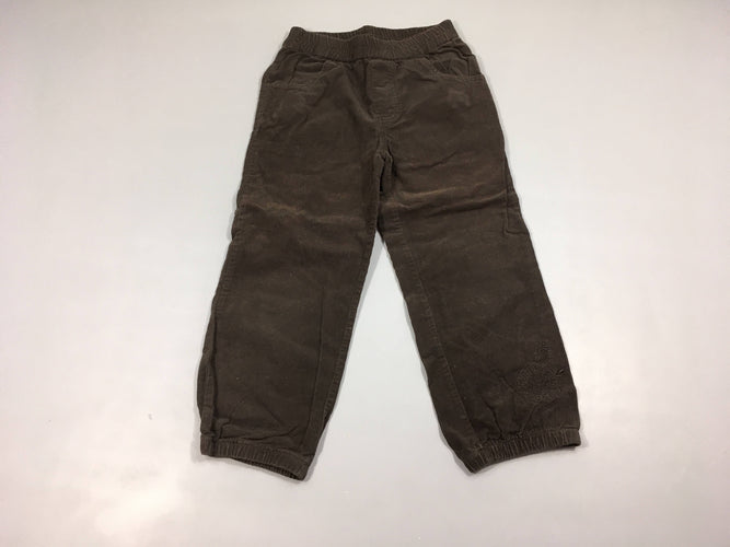 Pantalon velours côtelé brun taille et chevilles élastiques, moins cher chez Petit Kiwi