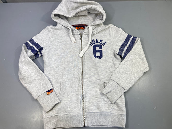 Sweat zippé à capuche gris clair flammé "Osaka 6", très légèrement bouloché, moins cher chez Petit Kiwi