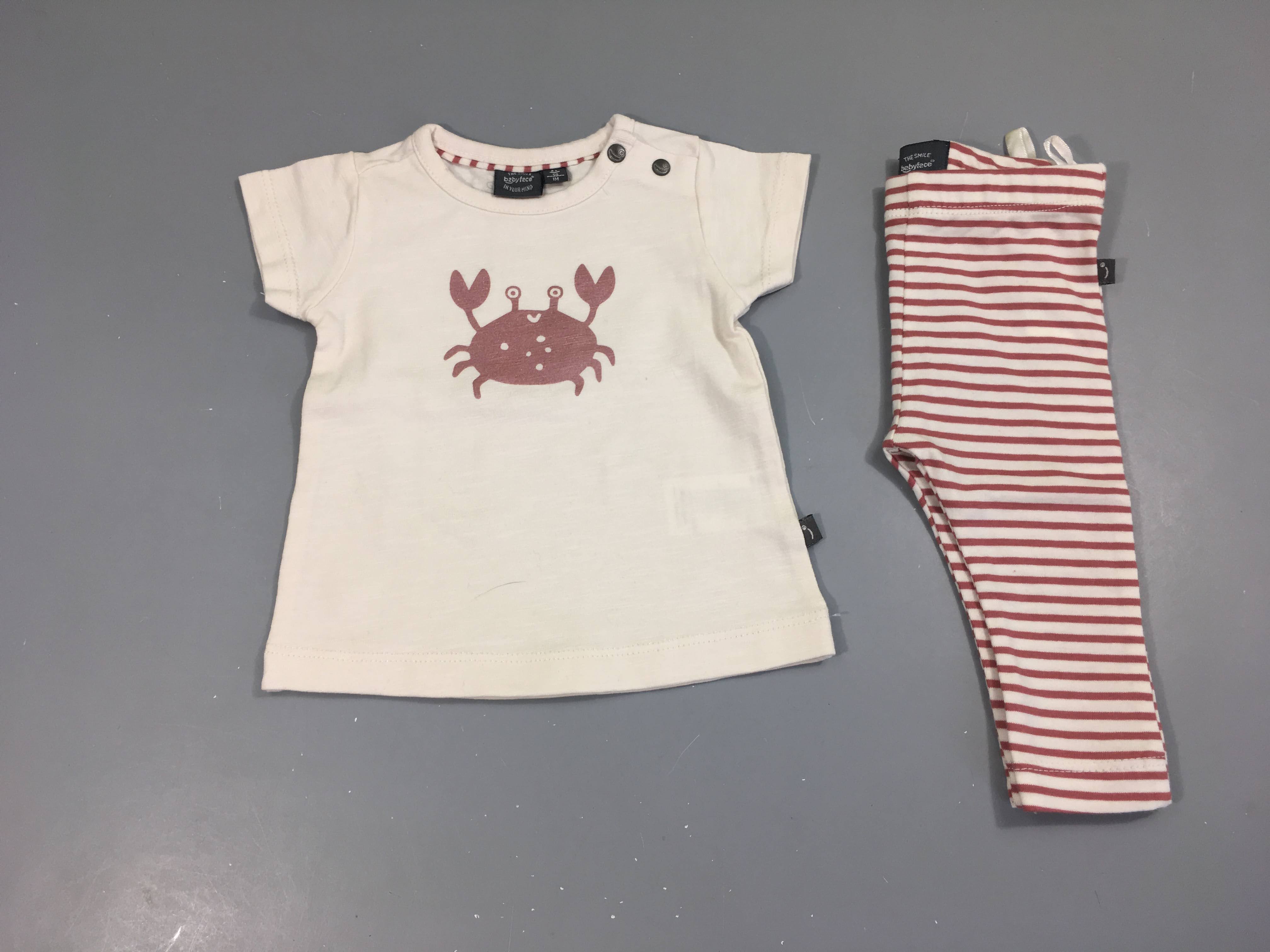 T-shirt m.c rose pâle flammé crabe + Legging