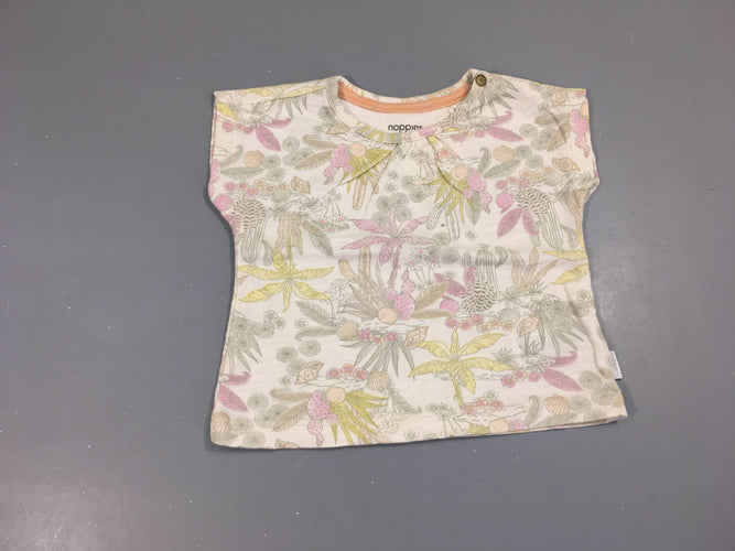 T-shirt m.c blanc flammé feuilles, moins cher chez Petit Kiwi