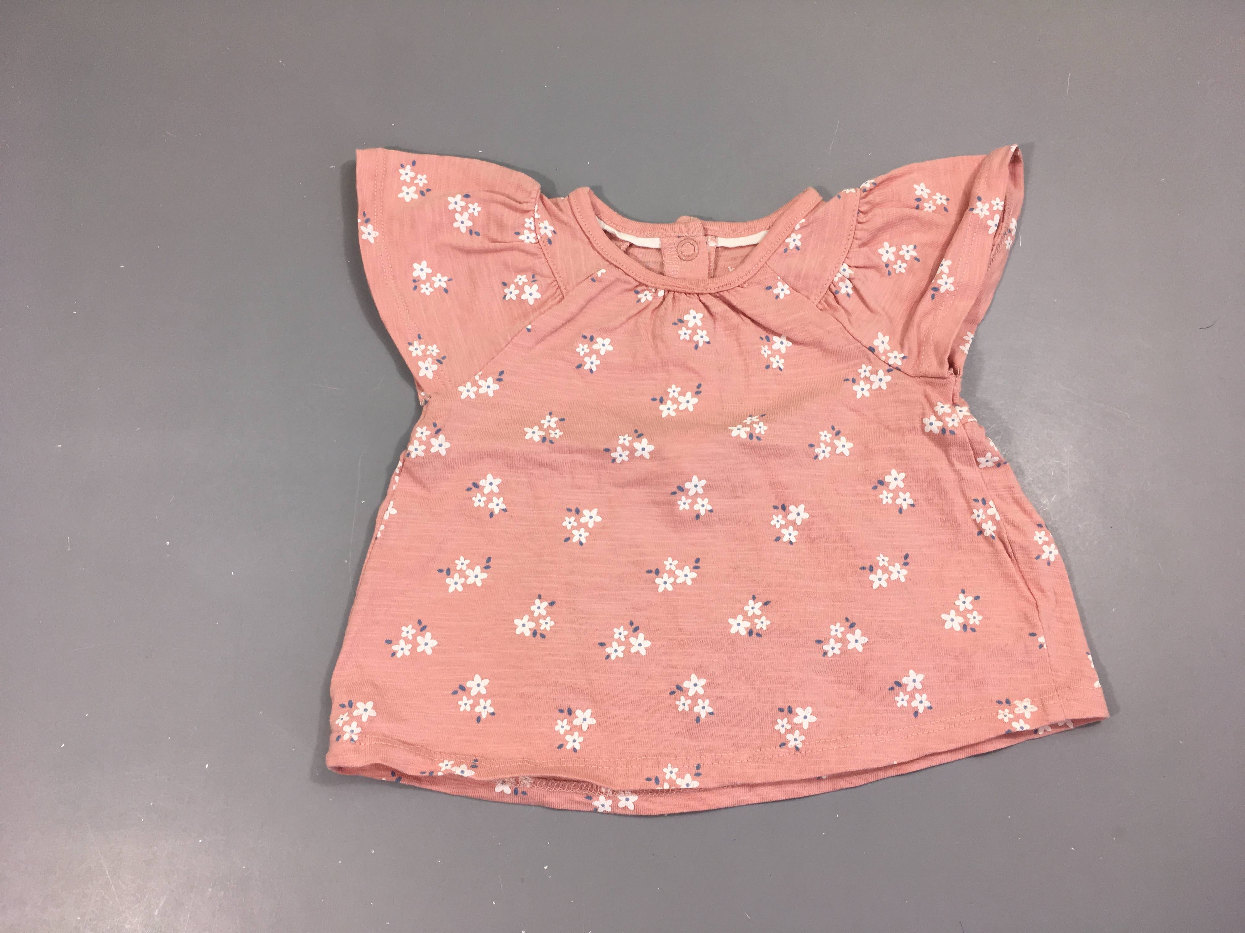 T-shirt m.c rose flammé fleurs