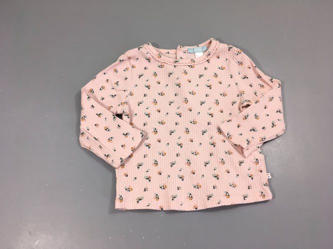 T-shirt m.l côtes rose fleurs, moins cher chez Petit Kiwi
