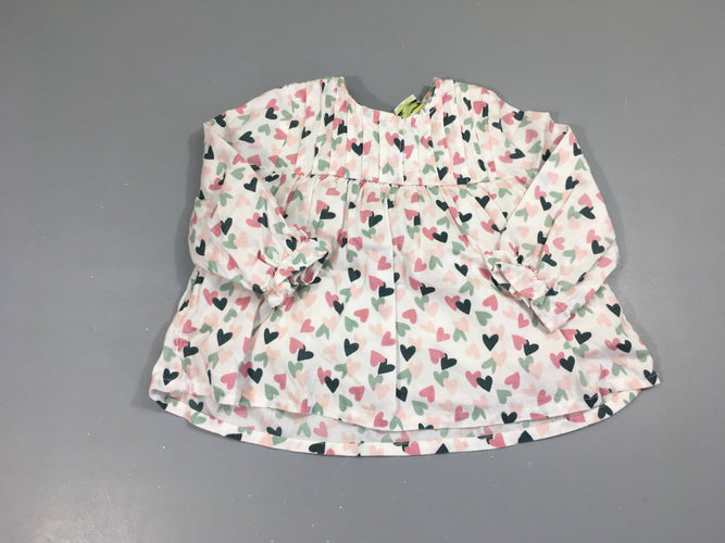 Blouse ml blanche coeurs, moins cher chez Petit Kiwi