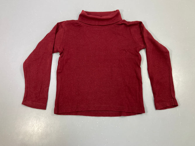 T-shirt m.l col roulé bordeaux, légèrement bouloché, moins cher chez Petit Kiwi