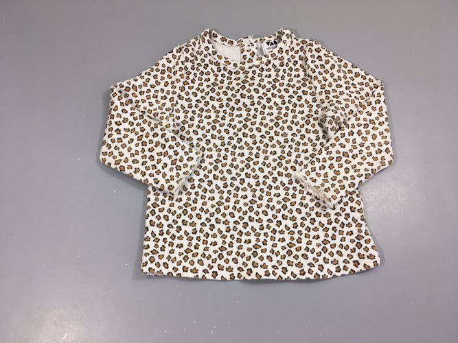 T-shirt m.l côtes blanc panthère, moins cher chez Petit Kiwi