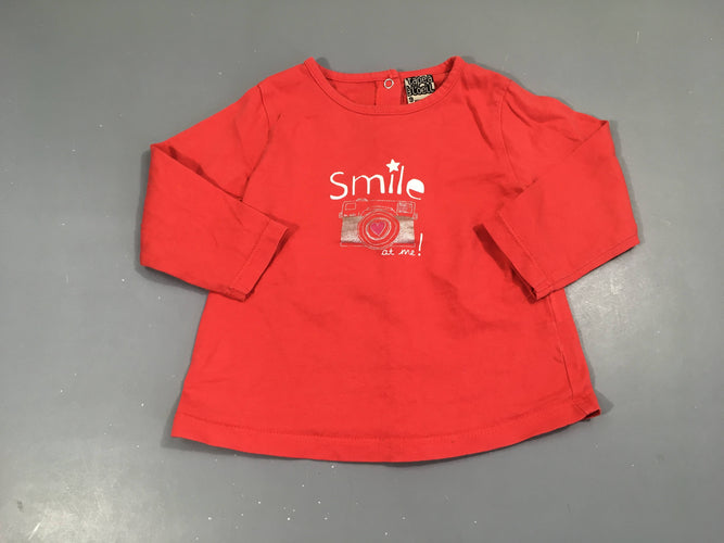 T-shirt m.l rouge Smile, moins cher chez Petit Kiwi