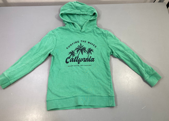 Sweat capuche vert "California", tache à l'arrière, moins cher chez Petit Kiwi