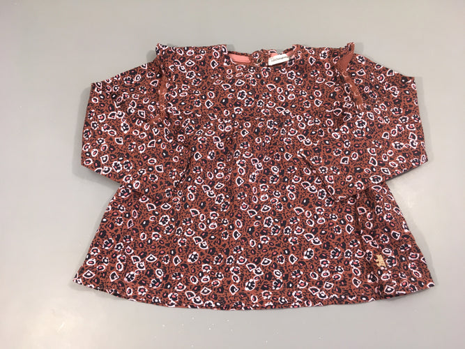Blouse ml brun fleurs, moins cher chez Petit Kiwi