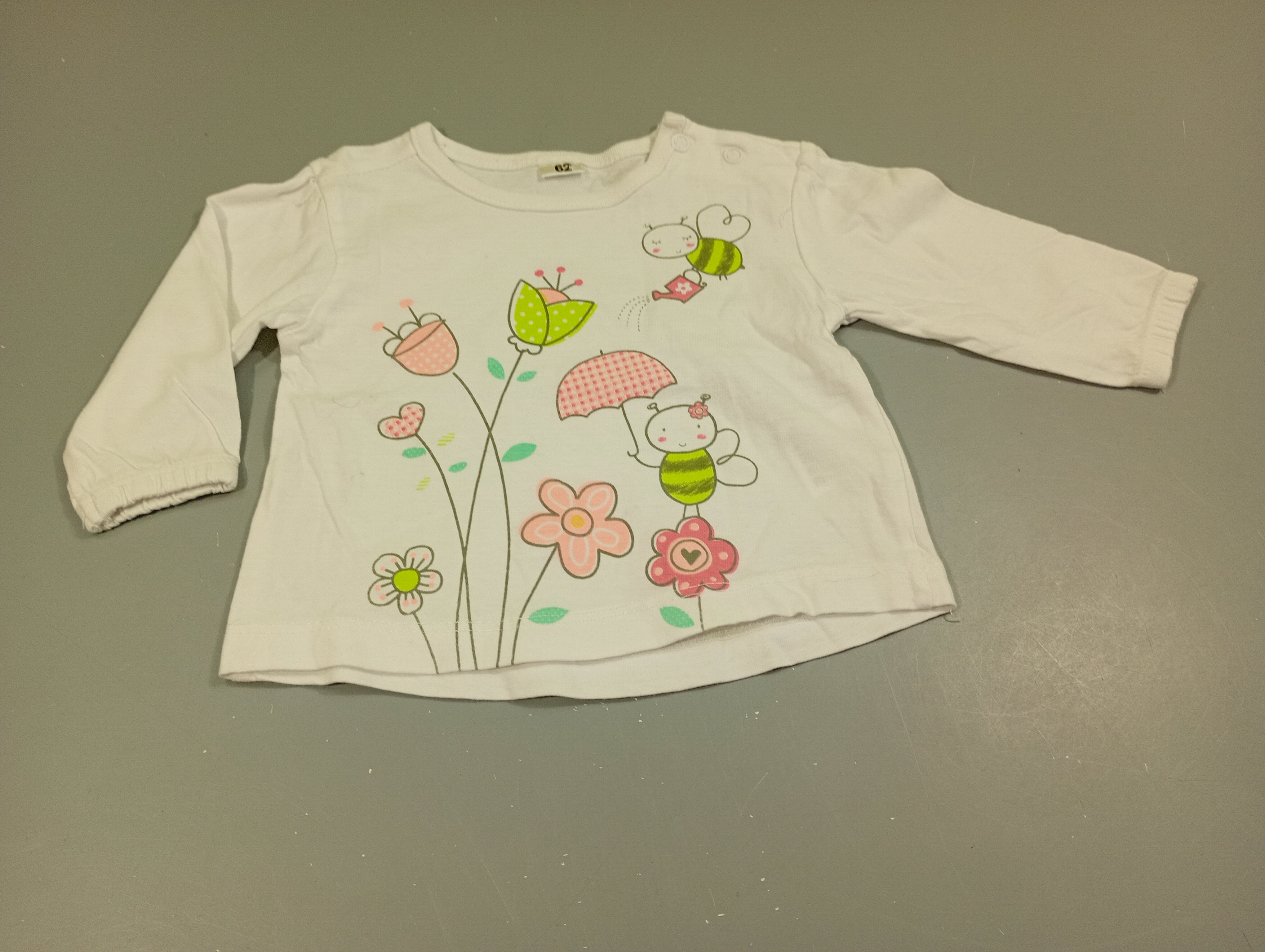 T-shirt m.l blanc fleurs, abeilles