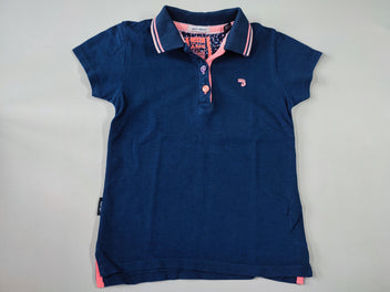 Polo m.c coton piqué bleu marine/rose