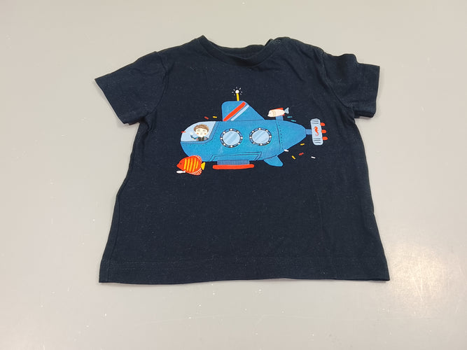T-shirt m.c bleu marine, sous-marin, moins cher chez Petit Kiwi