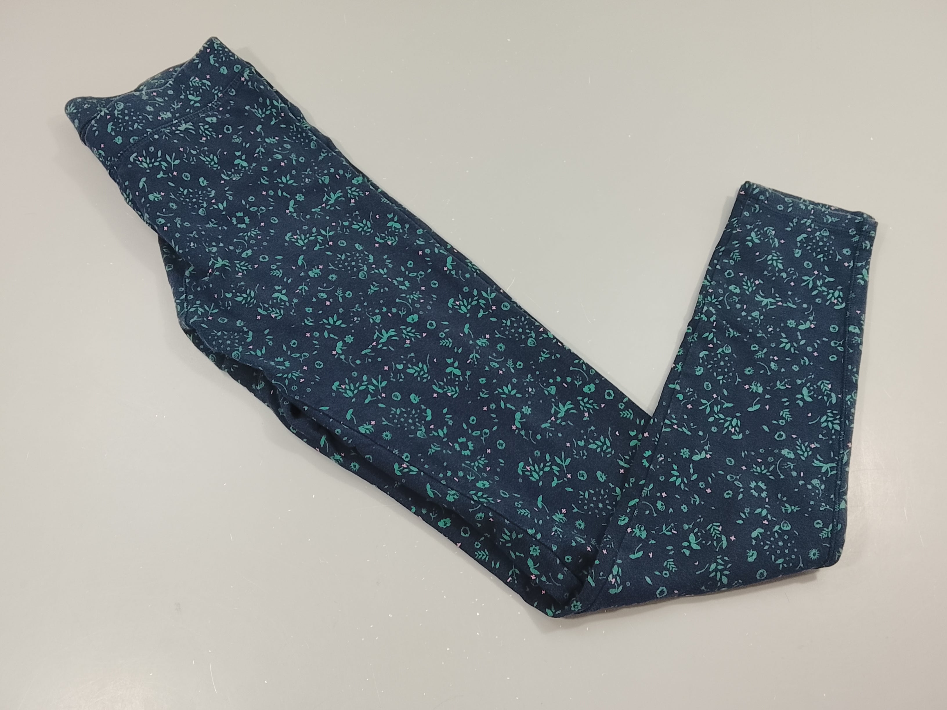 Legging bleu, motifs fleuri, Pas de taille indiquée, estimée 12a