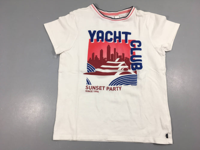 T-shirt m.c blanc coton piqué yacht club, moins cher chez Petit Kiwi