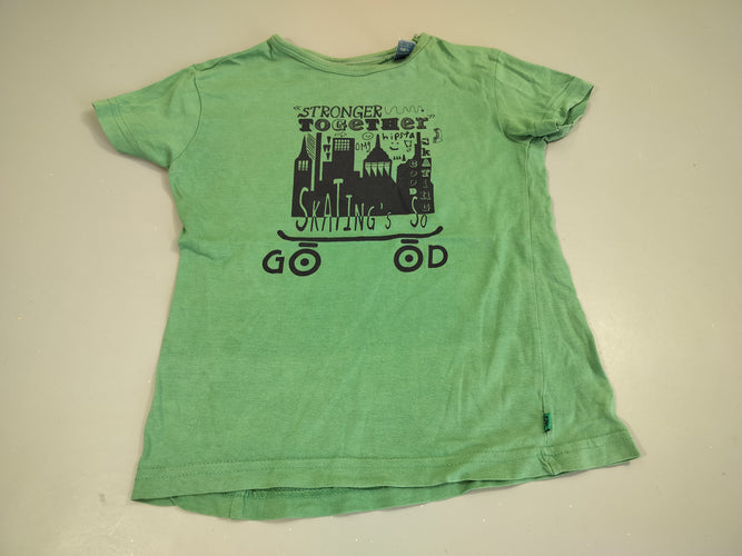 T-shirt m.c vert "stronger together skating's so", toute petite tache, moins cher chez Petit Kiwi