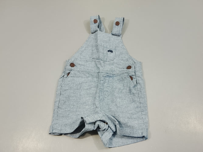 Salopette short à revers  denim rayé blanc, moins cher chez Petit Kiwi