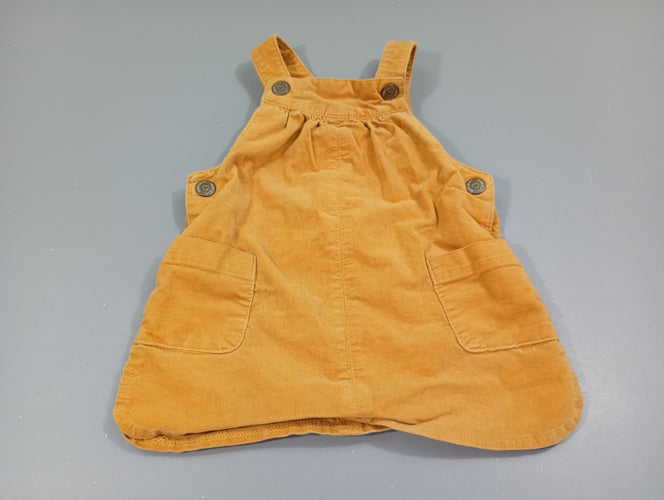 Robe à bretelles velours côtelé  jaune, moins cher chez Petit Kiwi