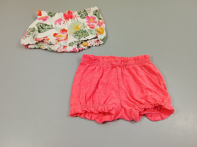 Lot de 2 bloomers, 1 rose néon/ 1 blanc motif fleuri, moins cher chez Petit Kiwi
