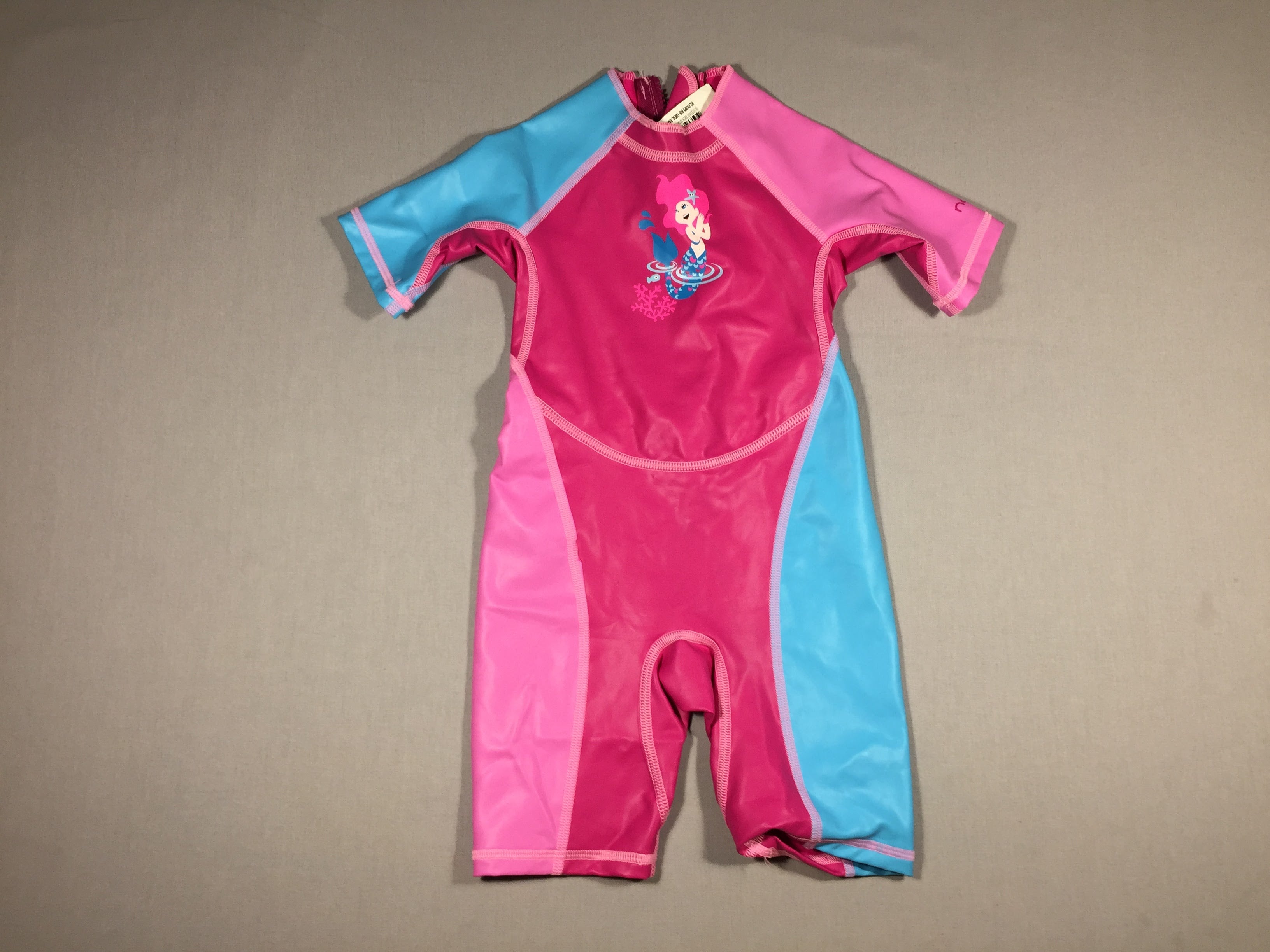 Combishort de bain fille Kloupi rose bleu sirène