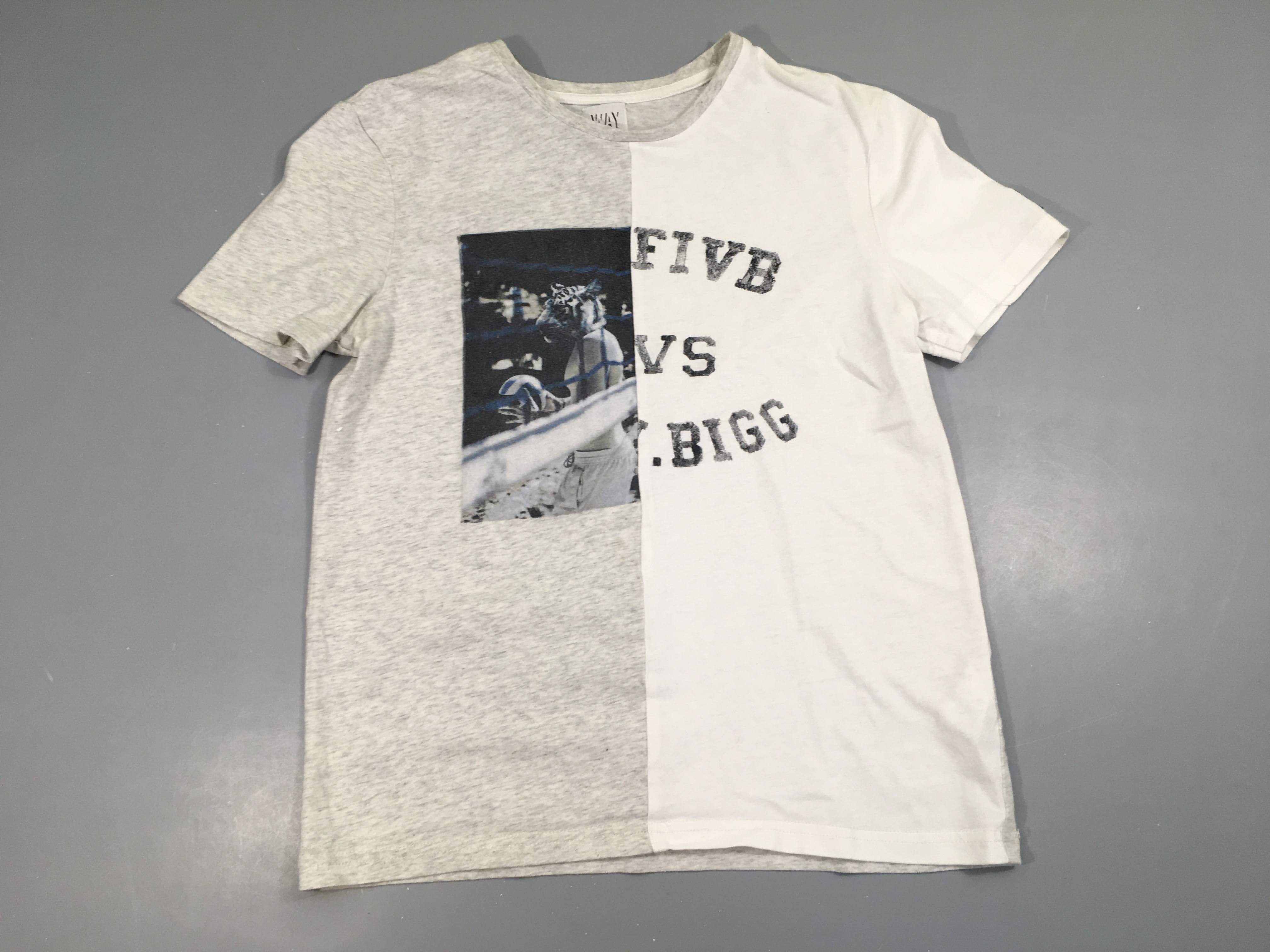 T-shirt m.c blanc-gris félin