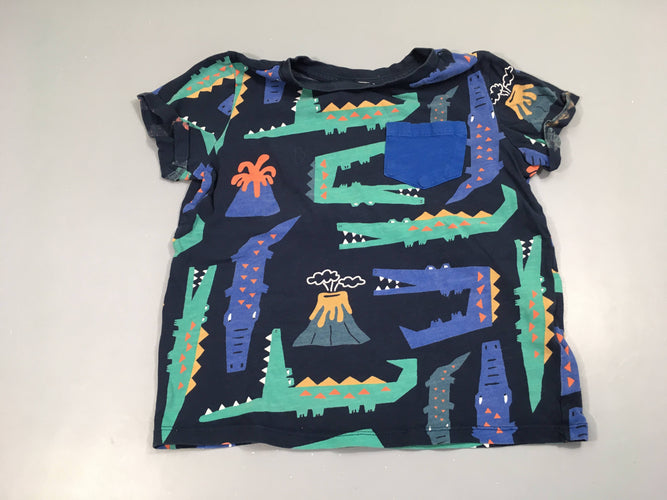 T-shirt m.c bleu foncé crocodiles, moins cher chez Petit Kiwi