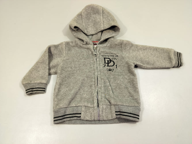 Gilet  zippé  à capuche gris, moins cher chez Petit Kiwi