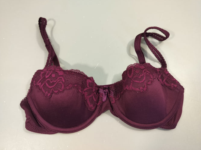 Soutien-gorge bordeaux  Hunkemoller  70A, moins cher chez Petit Kiwi