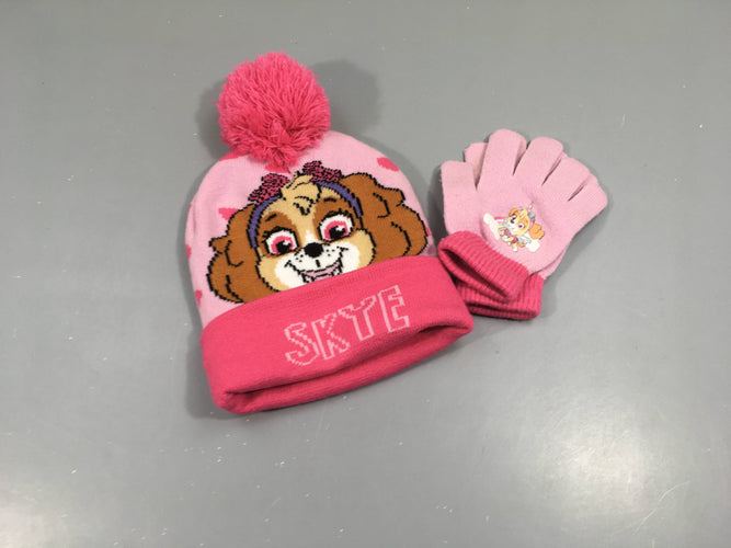 Ensemble bonnet/ gants rose,SKYE  nickelodéon, moins cher chez Petit Kiwi