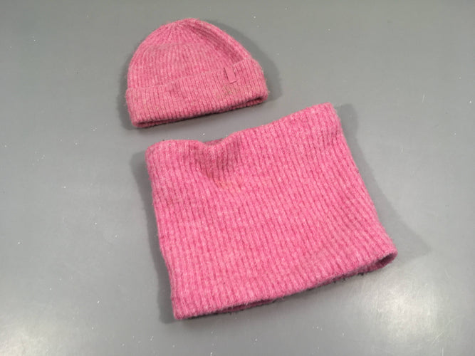 Ensemble tour de cou/bonnet rose, moins cher chez Petit Kiwi