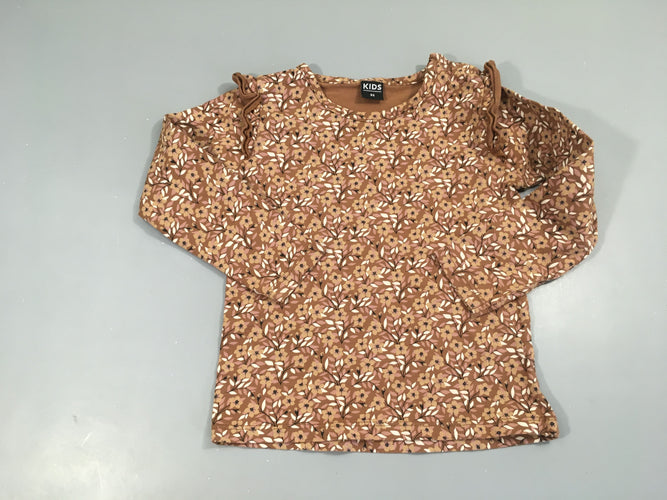T-shirt m.l brn fleurs froufrous, moins cher chez Petit Kiwi