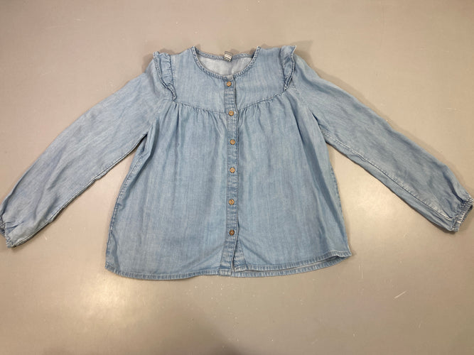 Chemisier m.l denim volants, moins cher chez Petit Kiwi