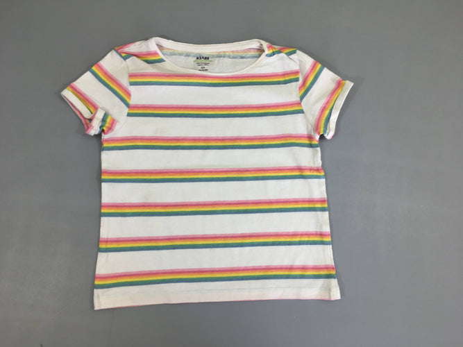 T-shirt m.c blanc rayé multicolore, moins cher chez Petit Kiwi