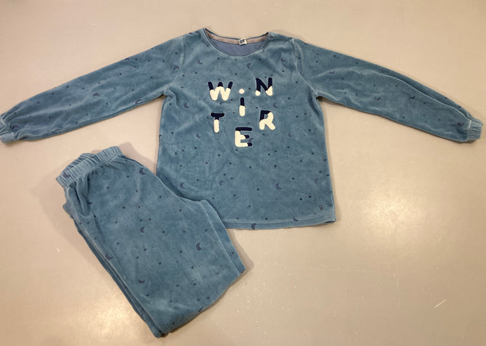 Pyjama 2 pièces velours bleu "Winter", moins cher chez Petit Kiwi