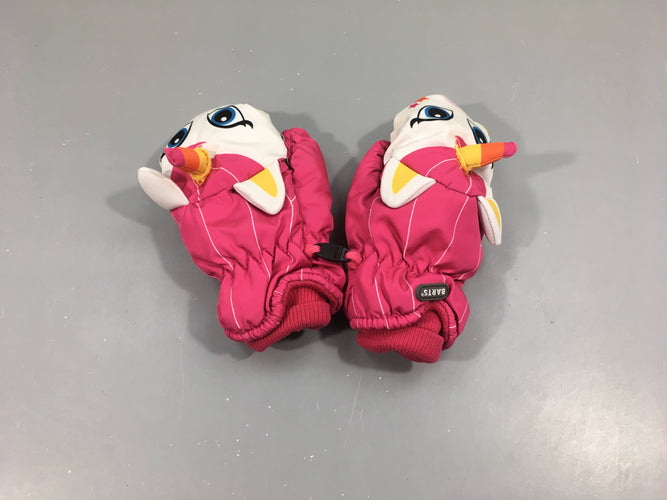 Moufles de ski rose licorne, moins cher chez Petit Kiwi
