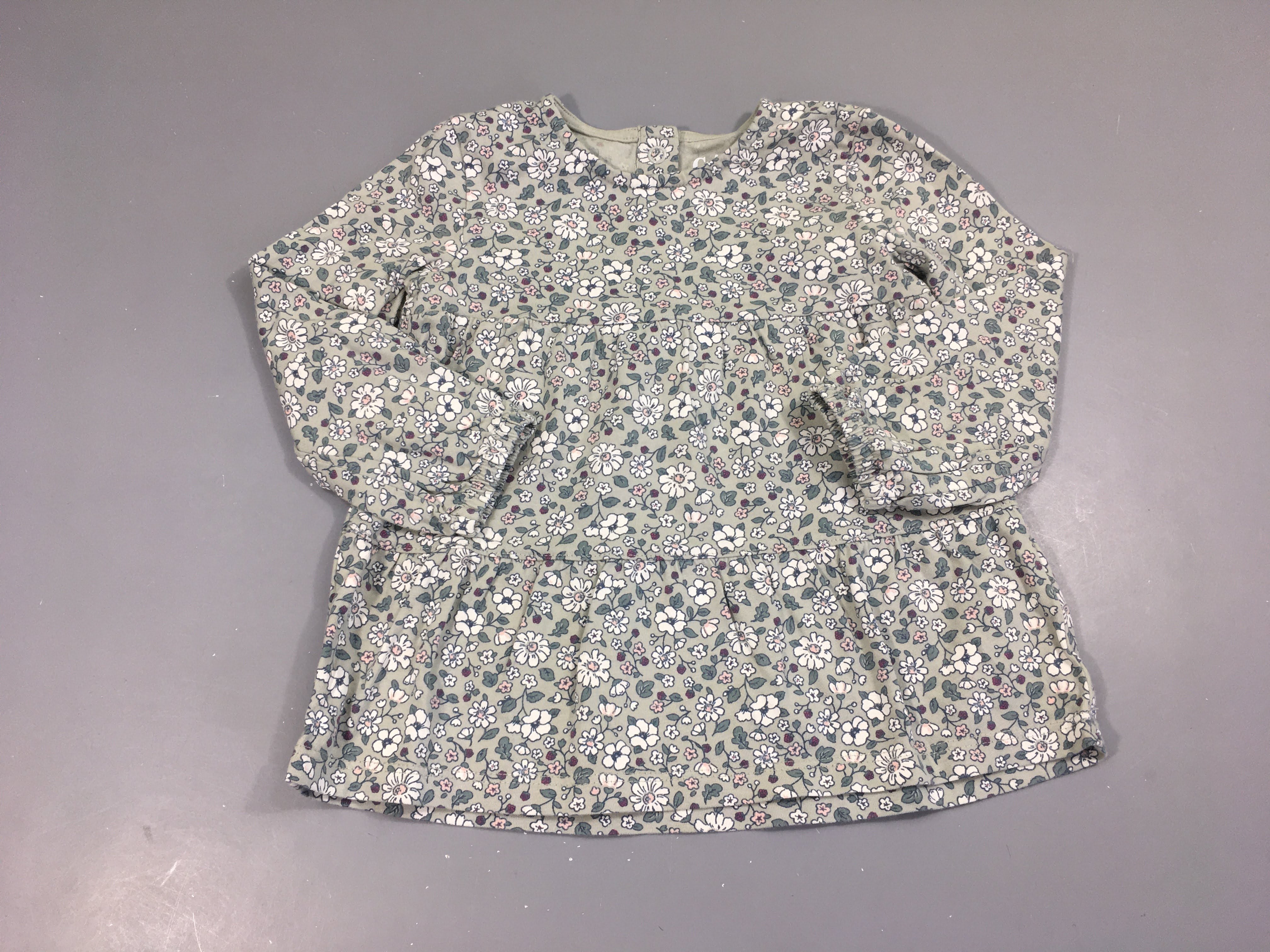 Tunique jersey vert fleurs