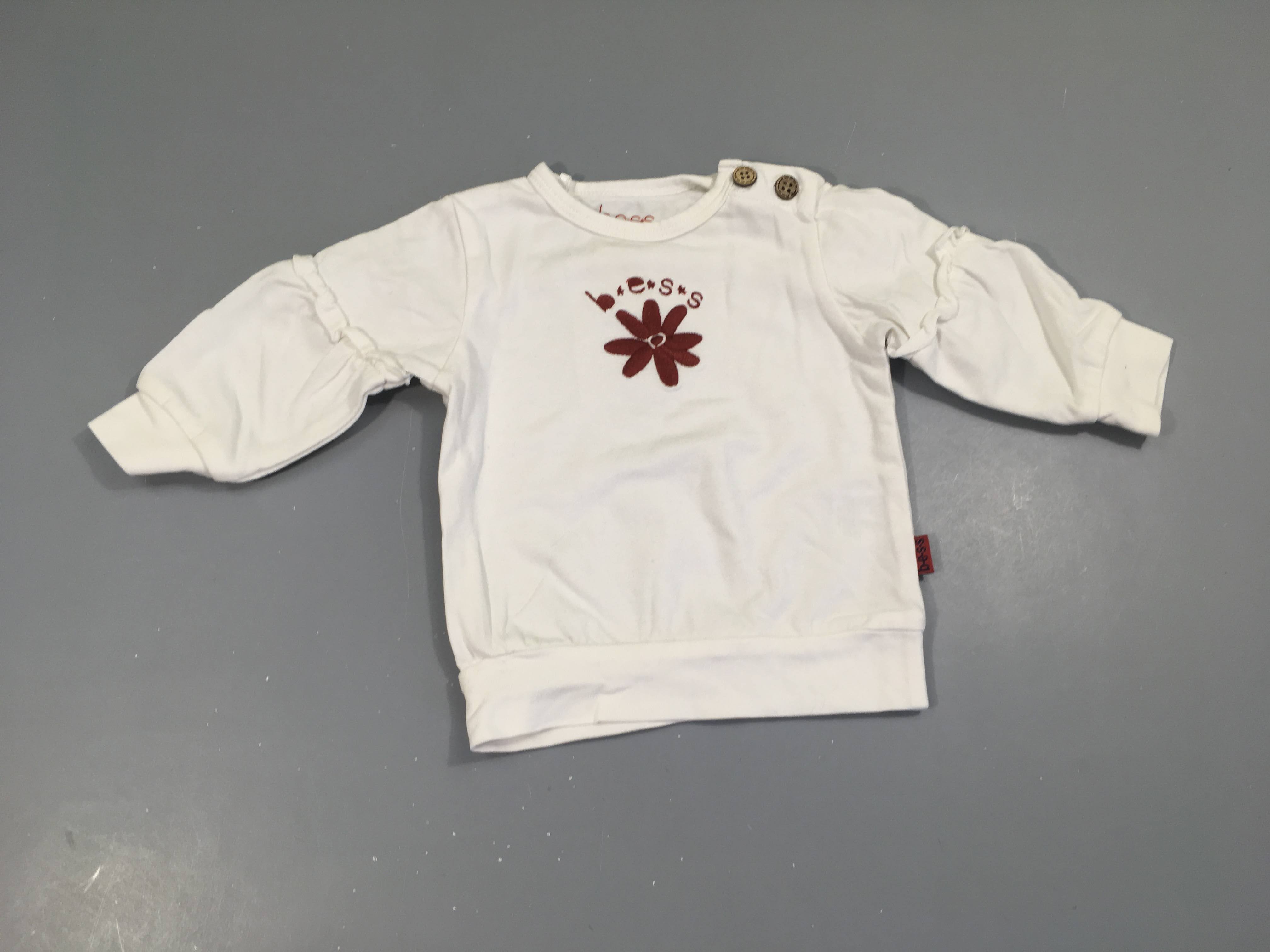 Sweat fin blanc fleurs brodées