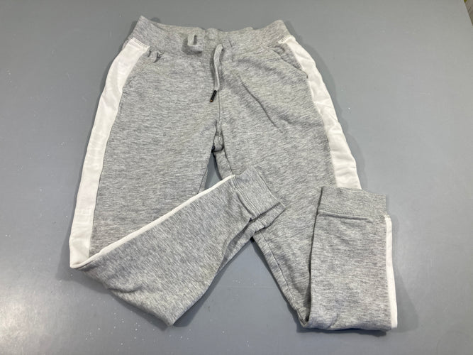 Pantalon jogging jersey gris clair bande blanche, moins cher chez Petit Kiwi