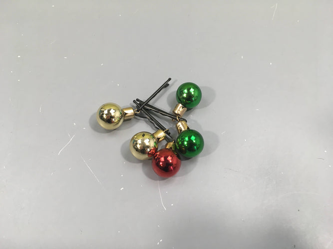Pinces à cheveux avec boules de Noel (set de 5), moins cher chez Petit Kiwi