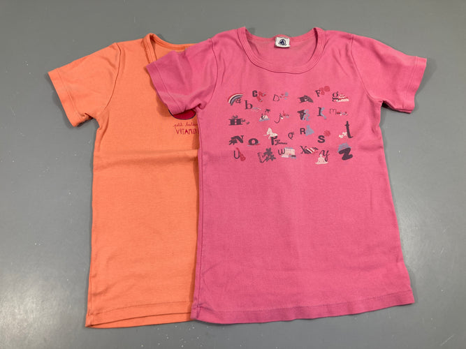 Lot de 2 chemisettes m.c rose et orange, moins cher chez Petit Kiwi