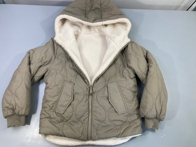 Doudoune réversible matelassée taupe sherpa, moins cher chez Petit Kiwi