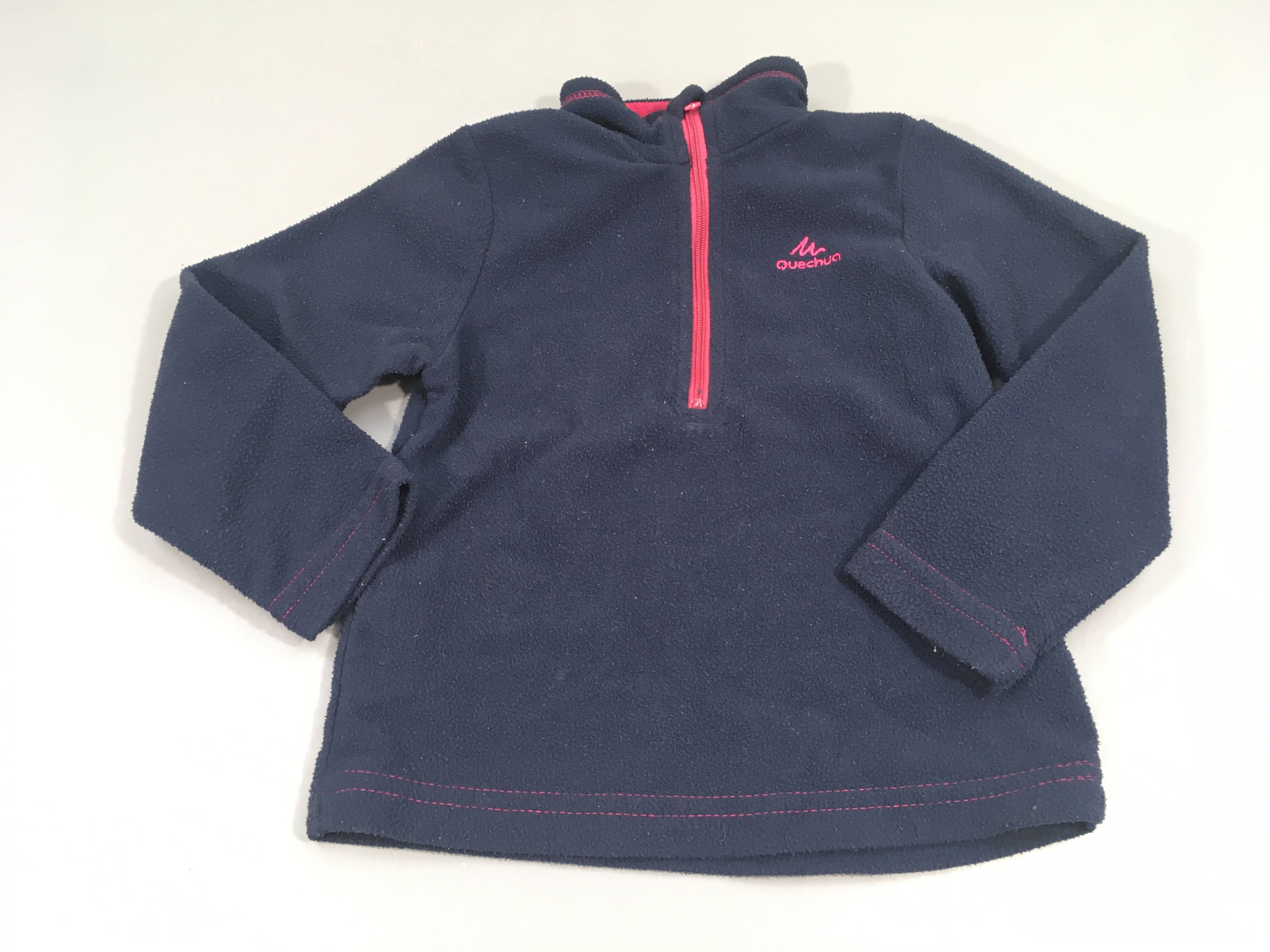 Polar col zippé bleu foncé, rose