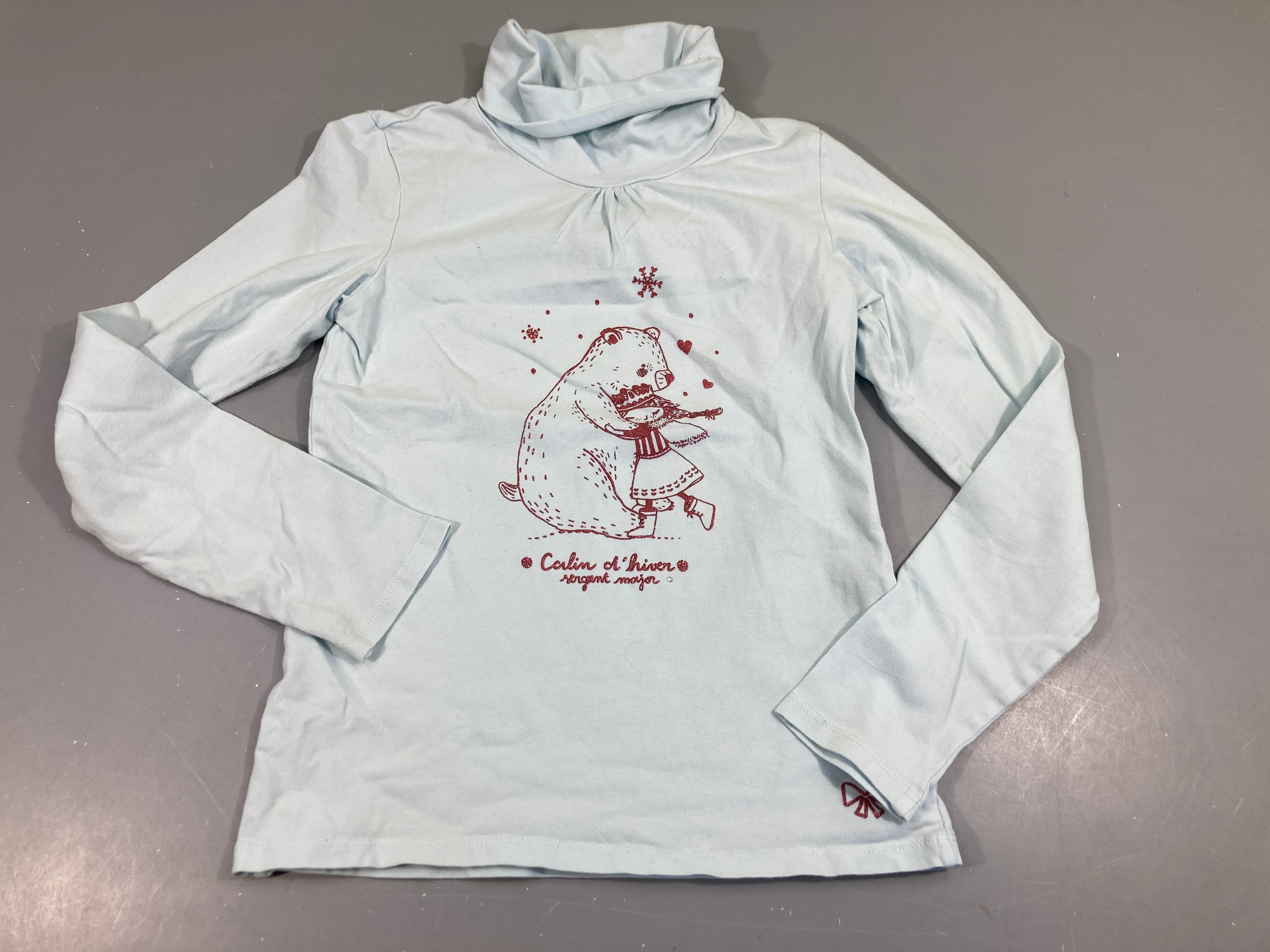 T-shirt m.l col roulé bleu clair ours