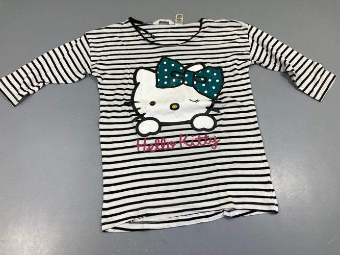 T-shirt m.l rayé bleu et blanc hello kitty, moins cher chez Petit Kiwi