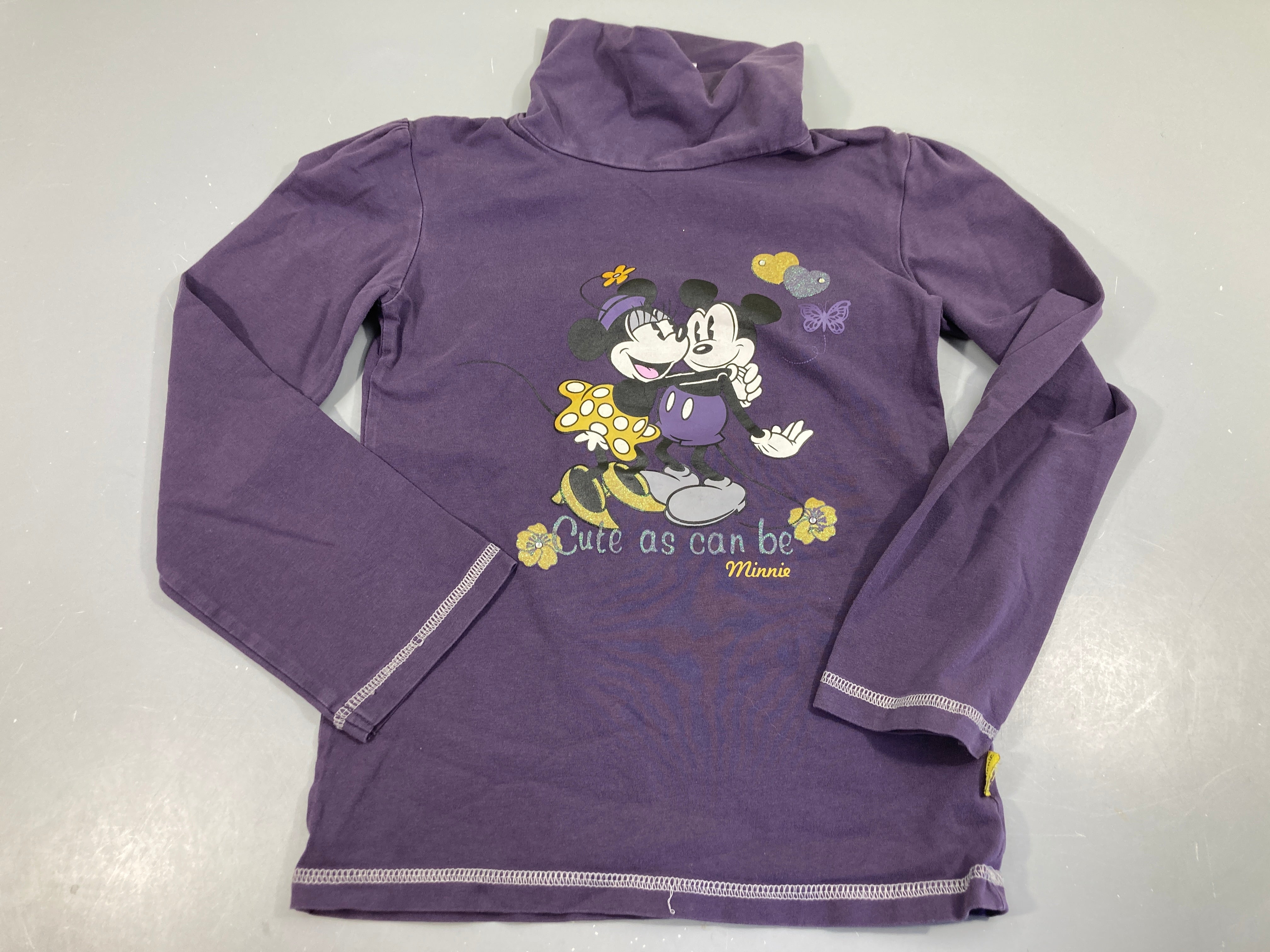 T-shirt m.l mauve col roulé, Mickey Minnie