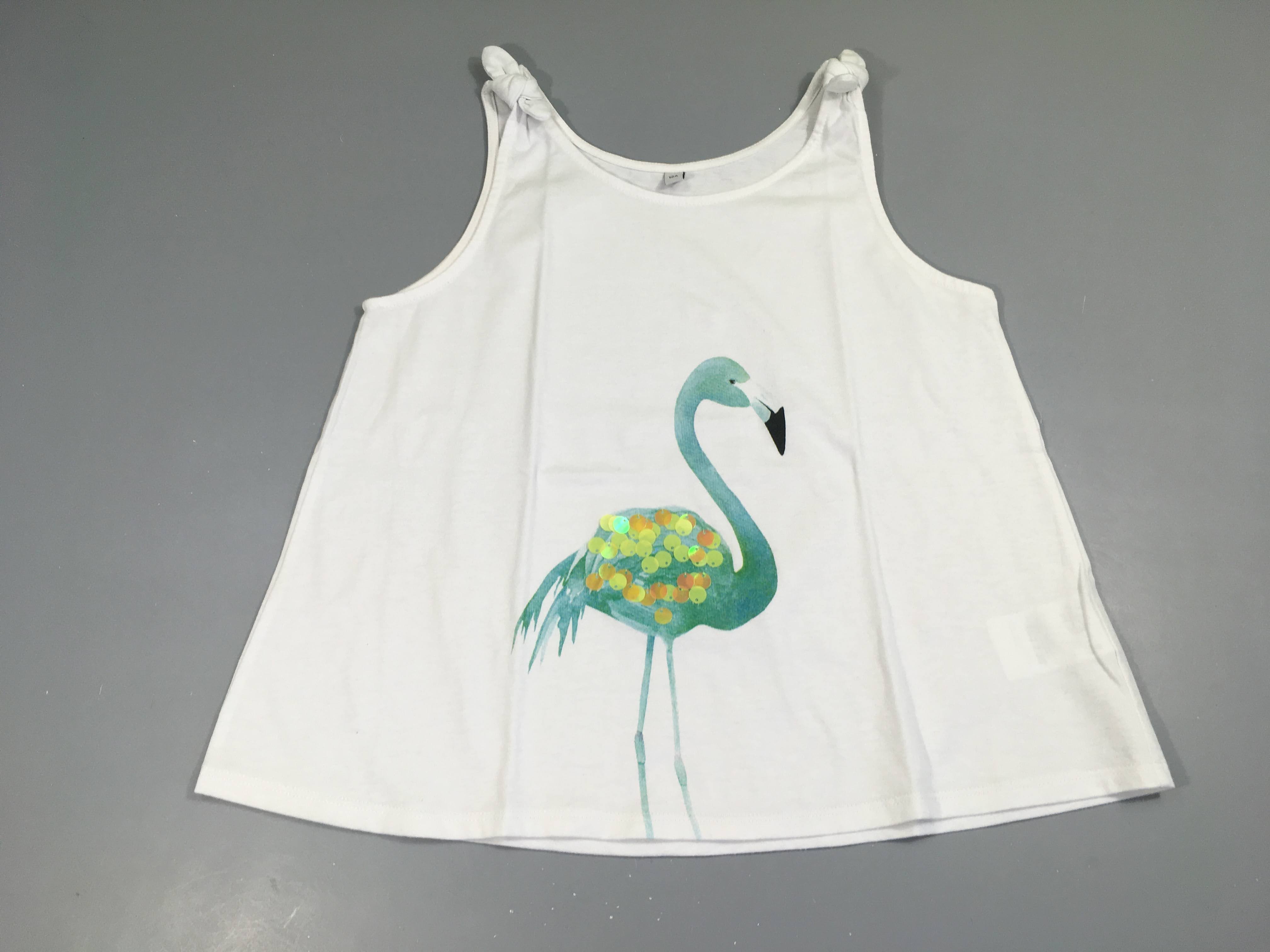 Débardeur blanc flammé flamant rose sequins