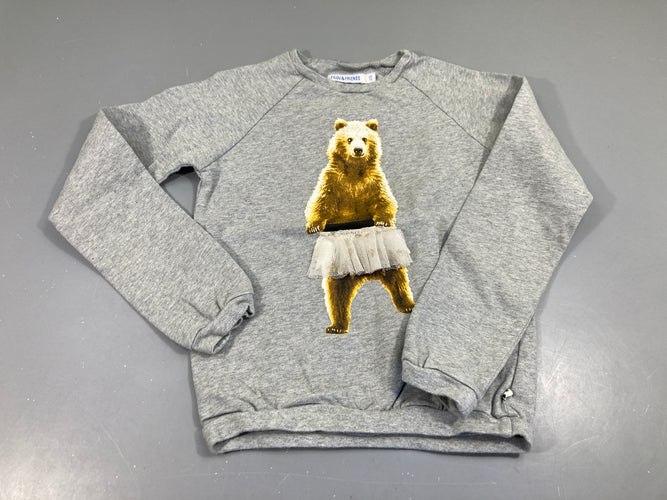 Sweatshirt gris clair, ours, moins cher chez Petit Kiwi