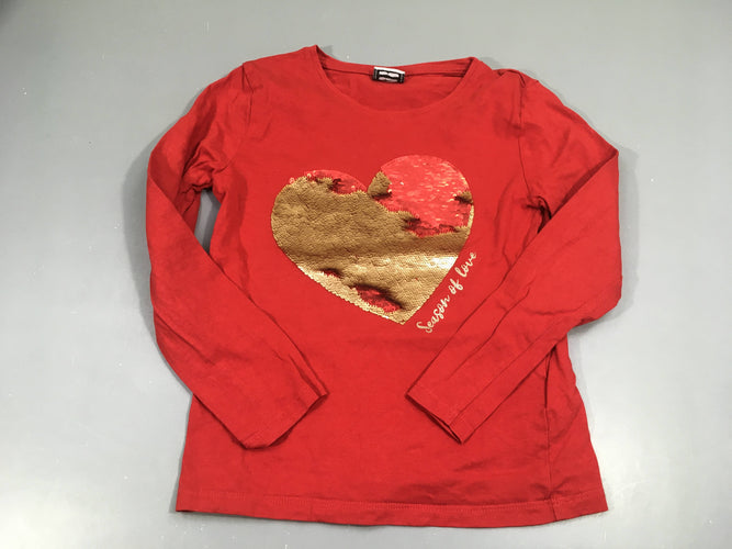 T-shirt m.l rouge coeur sequins réversible, moins cher chez Petit Kiwi