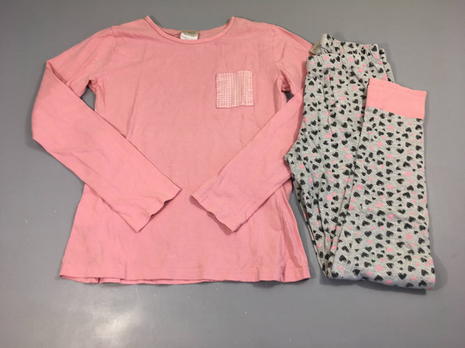 Pyjama 2pcs jersey rose poche, bouloché, moins cher chez Petit Kiwi