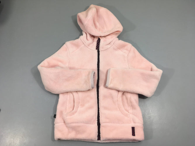 Veste polaire chaude zippée à capuche rose pâle, moins cher chez Petit Kiwi