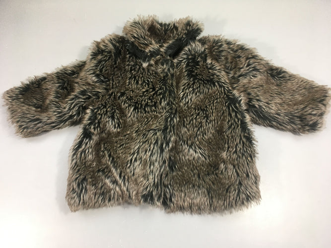Manteau brun fausse fourrure, moins cher chez Petit Kiwi